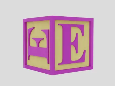 Kids Letter Block - E Letter Low-poly 3D model