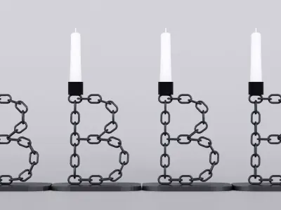 Alphabet B Chain Black Candleholder 3D Model True 4K PBR Render Low-poly 3D model