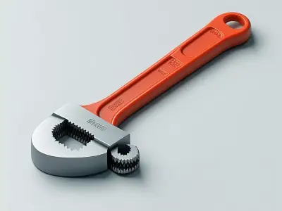 Realistic Adjustable Wrench 3D Model Low-poly 3D model