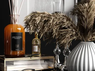 Decorative set with dry plants 2 3D model