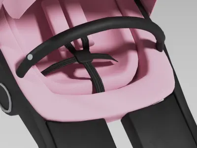 Pink baby car seat with seatbelts S Free low-poly 3D model