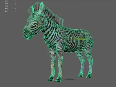 Lowpoly Zebra  Animated for VR AR Games  Low-poly 3D model