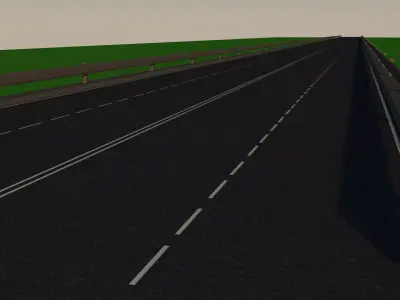 Highway in middle of field Low-poly 3D model
