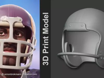 1960s Football Plastic Suspension Helmet  3D print model