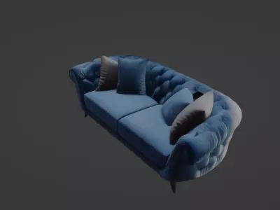 Luxurious Velvet Designer Sofa Tufted Chesterfield Style 3D model