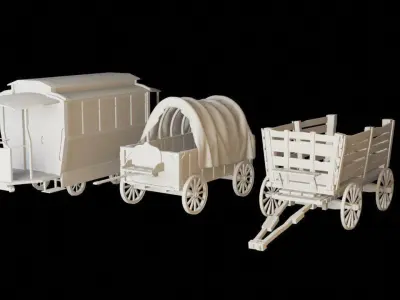 10 base mesh wagon 3D model