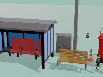 street Essentials set Low-poly 3D model