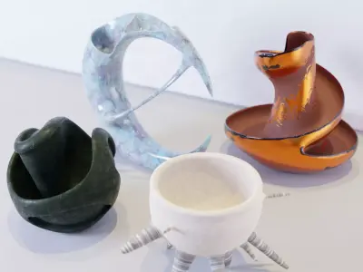 Vases marble sculpture Low-poly 3D model