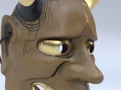 Japanese Mask Hannya Low-poly 3D model