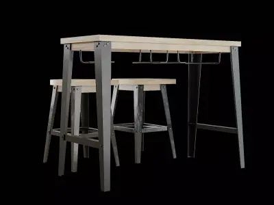 Dining Table Set-05 Low-poly 3D model