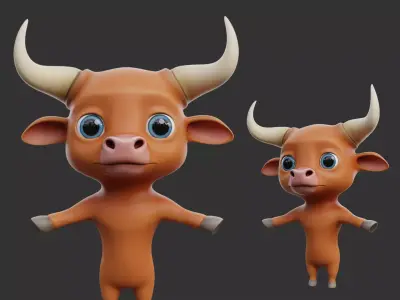 Cartoon Bull II Low-poly 3D model