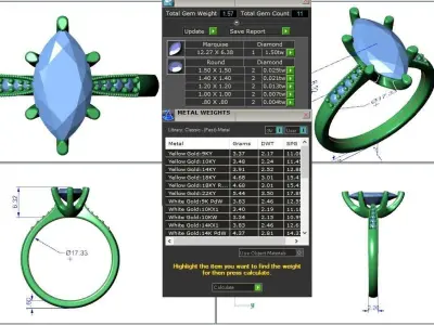 Engagement ring Lara marquise 3D print model