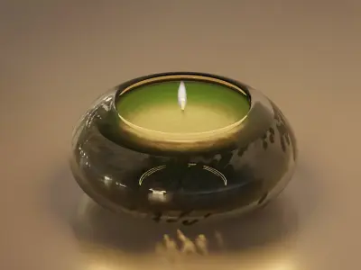 Green Candle with Animated Flame 3D model