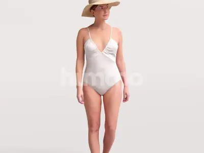  Humano Beautiful Woman in swimsuit sitting pool-2511-032-7274 3D model