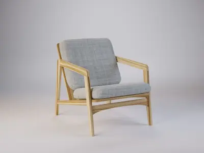 S Wooden Scandinavian sofa 3D model