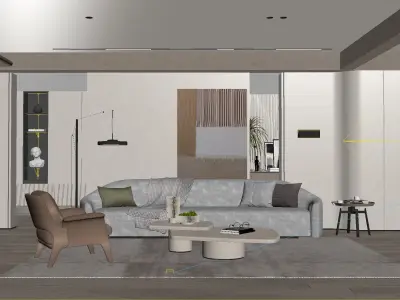 Modern Living Room Interior Scene 3D model