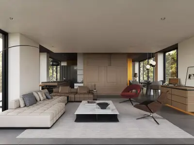 Interior Scene Japandi - 3d Model - Lighting 3D model