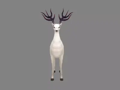Cartoon White Deer Low-poly 3D model
