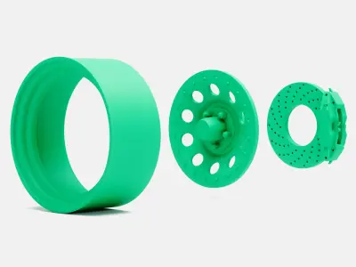 15x7 Gold Nugget Wheel and Brake 3D print model