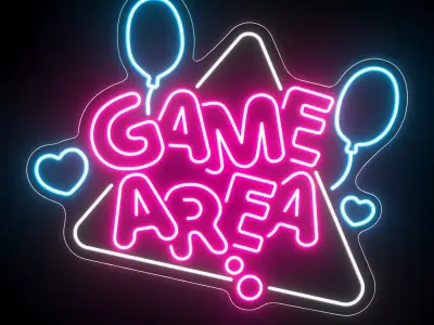 Game area neon sign 3D model