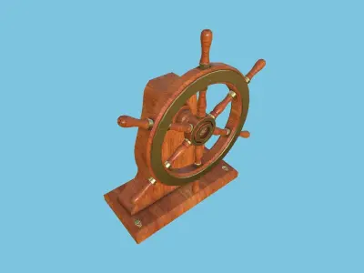 Pirate Ship Wheel 02 - Golden Luxury - Helm Interior Parts Low-poly 3D model