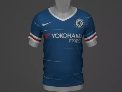 chelsea Football Jersey T-Shirt - Soccer Kit Low-poly 3D model