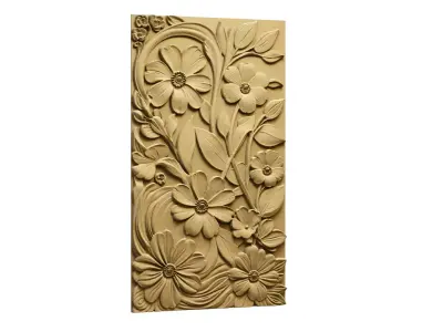 CNC STL Relief Panel Classic Floral Art Carving File 266 3D model