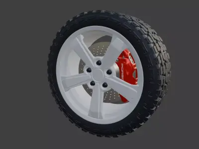 Porsche 992 Dakar wheel  3D print model