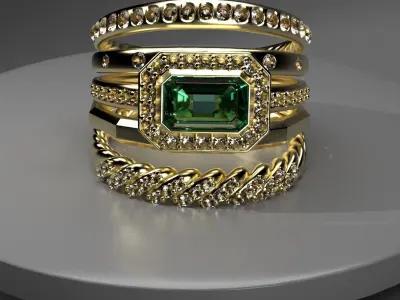 Emerald luxury ring 3D print model