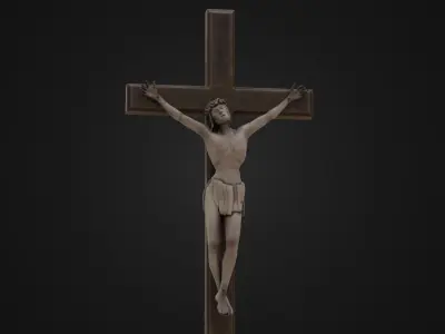 Old Dirty Crucifix Jesus in Cross Low-poly 3D model