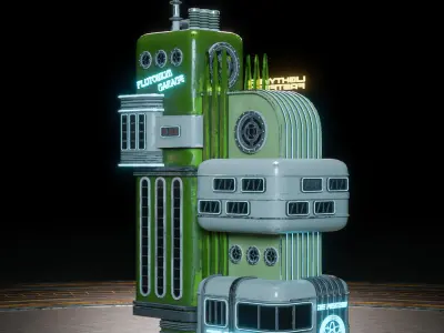 SCIFI ATOMPUNK BUILDING 05 Low-poly 3D model