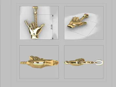  Love You Sign Pendant Necklace Jewelry Charm 3D print model