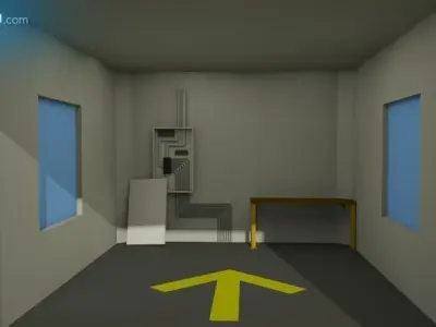 Garage room with door Low-poly 3D model