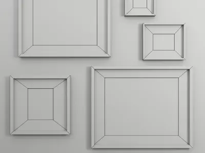 frame-02 framed pictures on wall with orange car 3D model