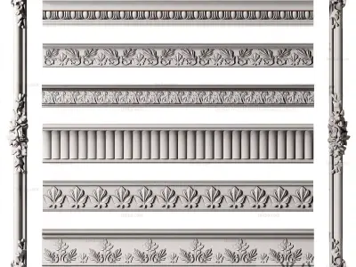 classical decorative mouldings and frame designs 3D model