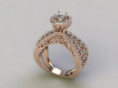 Luxury diamond Ring 3D print model 3D print model  3D print model
