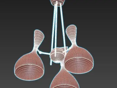 trumpet01 three light chandelier gold 3D model