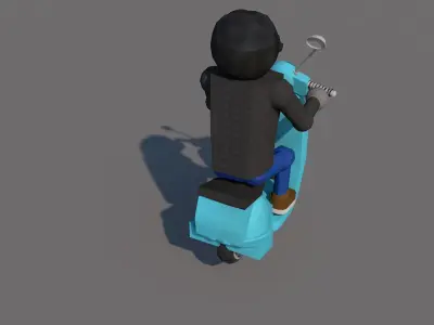 moped ninja on scooter Low-poly 3D model