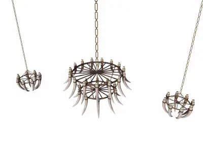 3D - Old Medieval Chandelier PBR 01 Low-poly 3D model