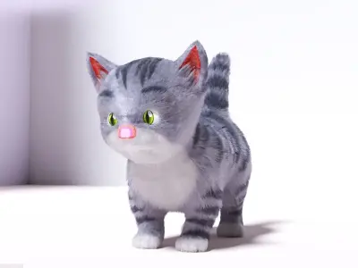 Hair Fur Cute Cat  Low-poly 3D model