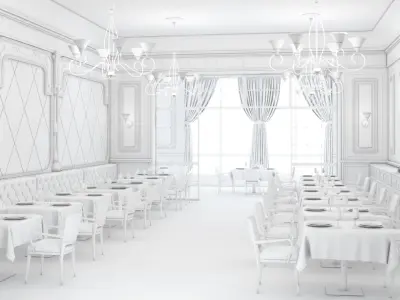 Classic restaurant scene 3D model