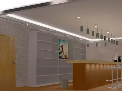 Direct and Indirect Led Lighting Design of a Bar Cafe 3D model