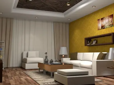 Sitting room Interior  Low-poly 3D model