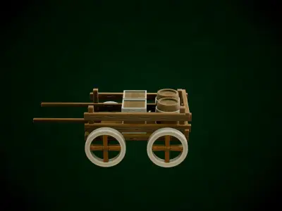 Stylized Wood Cart Free low-poly 3D model