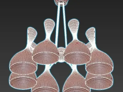 trumpet01 chandelier gold 3D model