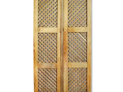 Vintage Teak Lattice Screen Door 3D model