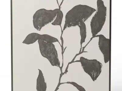 Good Day Framed Black and White Floral Wall Art Print 3D model