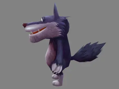 Cartoon big bad wolf Low-poly 3D model