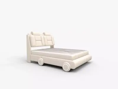 Keyluv Queen Led Car Bed Frame with Wheels Decor 3D model