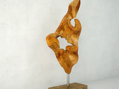 Teak Wood Table Top Decoration 3D model